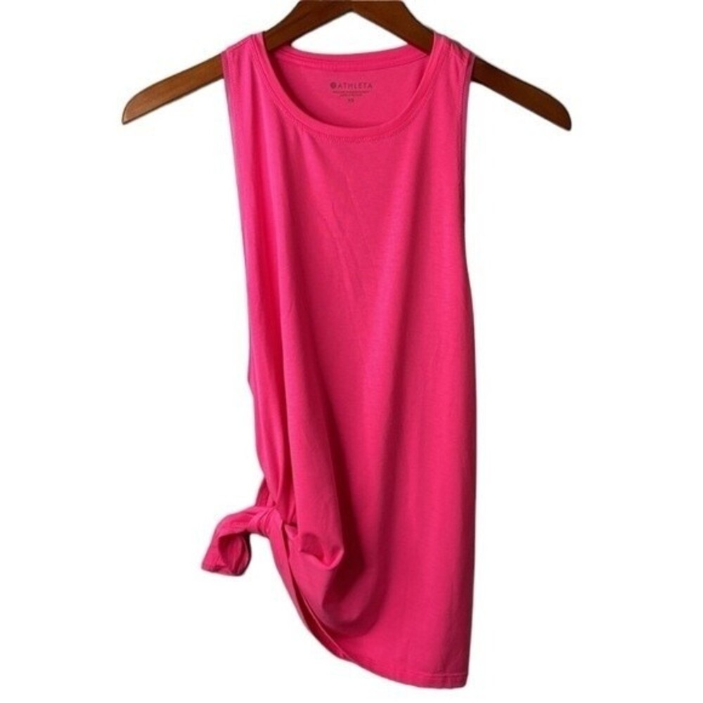 Athleta Hot Pink Tie Waist Running Tank Top Tee Workout Gym Athleisure Yoga
